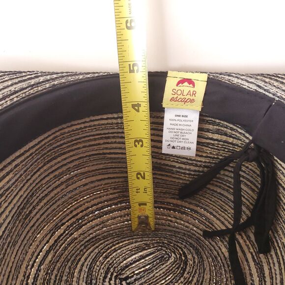 Solar Escape Sun Hat Womens One Size Woven Wide Brim Adjustable Vacation Beige - Picture 7 of 8